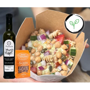 Rukkola avocado hummus tészta saláta doboz