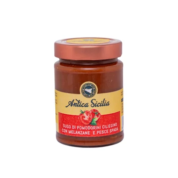 SUGO ALLA DI POMODORINI CILIEGINO CON MELANZANE E PESCE SPADA 280g