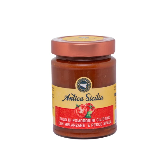 SUGO ALLA DI POMODORINI CILIEGINO CON MELANZANE E PESCE SPADA 280g
